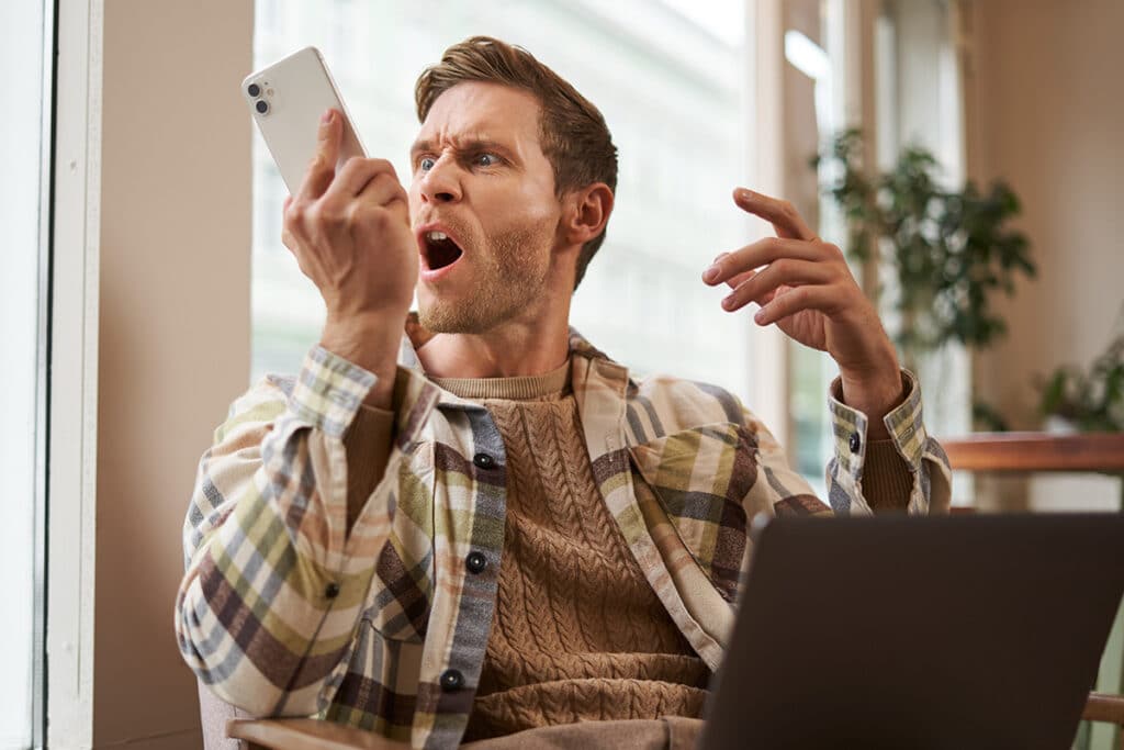man angry about Wifi not working